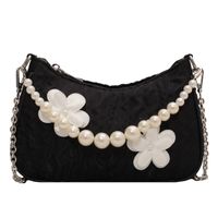 2022 New Summer Pearl Chain Small Shoulder Bag Fashion Pleated Flower Handbag sku image 3