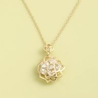 Fashion Geometric Gold Silver Flower Pendant S925 Silver Necklace sku image 2