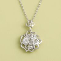 Fashion Geometric Gold Silver Flower Pendant S925 Silver Necklace sku image 1