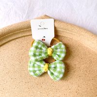 Korean  Children's Hair Rope Girl Candy Color Does Not Hurt The Hair Rubber Band Cute Plaid Bow Cheap  Hair  Scrunchies Nihaojewelry Wholesale sku image 1