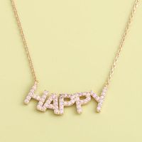 Lettres De Mode Strass Pendentif Inlay Strass S925 Argent Collier sku image 3
