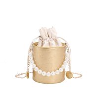 Embossed Pearl Tote Women's Fashion Bucket Shoulder Crossbody Chain Bag sku image 2
