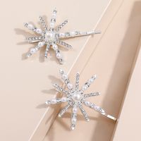 Fashion Rhinestone Pearl Inlaid Snowflake Barrettes Bang Clip Hair Accessories main image 2