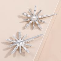 Fashion Rhinestone Pearl Inlaid Snowflake Barrettes Bang Clip Hair Accessories main image 3