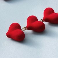 Fashion Autumn And Winter Flannel Heart Red Pendant Earrings main image 3