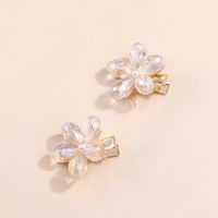 Fashion Delicate Crystal Small Flower Pearl Inlaid Hair Clip main image 2