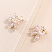 Fashion Delicate Crystal Small Flower Pearl Inlaid Hair Clip main image 5