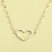 Fashion Hollow Heart Shaped Inlay  Rhinestone S925 Silver Necklace sku image 2