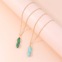 New Style Crystal Stringed Beads Color Pendant Hexagon Prism Natural Stone Necklace sku image 1