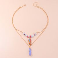 New Style Crystal Stringed Beads Color Pendant Hexagon Prism Natural Stone Necklace sku image 2