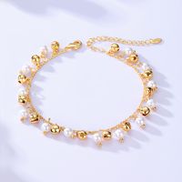 Simple Style Round Copper Plating Pearl Anklet main image 2