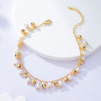 Simple Style Round Copper Plating Pearl Anklet main image 3