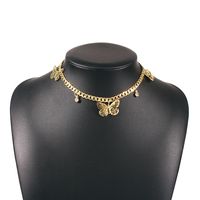Fashion Jewelry Creative Butterfly Diamond Pendant Necklace Personality Alloy Chain Necklace Wholesale Nihaojewelry sku image 2
