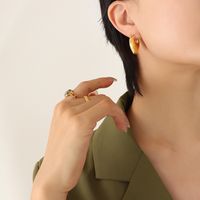 Fashion Simple Heart Shape Solid Color Titanium Steel Earrings sku image 2