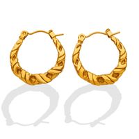 Fashion Twisted 18k Gold Plating C- Shaped Titanium Steel Earrings main image 1