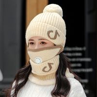 Dreiteilige Hut Latzmaske Koreanische Mode Musiknote Warme Wollmütze sku image 1