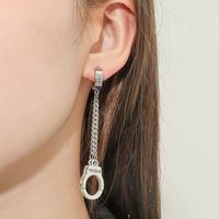 Retro Stainless Steel Alloy Handcuffs Earrings Daily Unset Drop Earrings main image 3