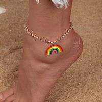 Simple Style Rainbow Pendant Claw Chain Inlaid Rhinestone Anklet main image 1