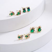 Fashion Plated 18k Gold Micro Inlaid Zircon Irregular Geometric Copper Ear Studs Earrings main image 1