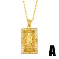 Gold-plated Diamond The Virgin Mary Pendant Necklace sku image 2