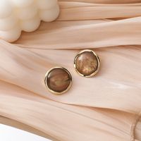 Round Opal Button Earrings sku image 1