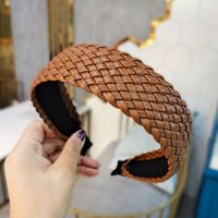 Retro Pu Leather Fashion Woven Flat Headband sku image 5