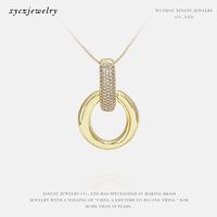 Fashion Round Zircon Gold-plated Necklace Wholesale sku image 1