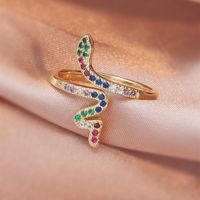 Retro Copper Printing Rings Daily Zircon Copper Rings 1 Piece main image 1