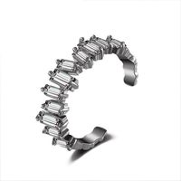 Fashion Geometric Inlaid Zircon Ice Crushing Design Open Copper Ring sku image 4
