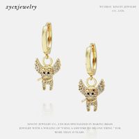 Fashion Gold-plated Zircon Flying Pig Earrings Wholesale sku image 1