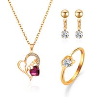 Nihaojewelry Fashion Geometric Diamond Necklace Earrings Ring Combination Set Wholesale Jewelry sku image 18