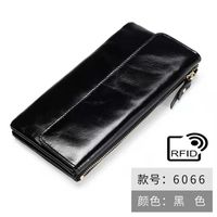 Retro Oil Wax Leather Lady's Hand Purse First Layer Cowhide Multi-card Pocket Handbag sku image 5