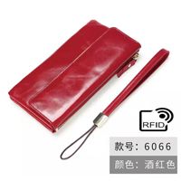 Retro Oil Wax Leather Lady's Hand Purse First Layer Cowhide Multi-card Pocket Handbag sku image 4