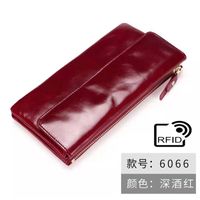 Retro Oil Wax Leather Lady's Hand Purse First Layer Cowhide Multi-card Pocket Handbag sku image 6