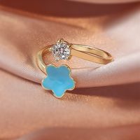 Retro Copper Four-leaf Clover Rings Daily Zircon main image 4
