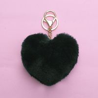 1 Piece Simple Style Heart Shape Faux Rabbit Fur Alloy Patchwork Keychain sku image 1