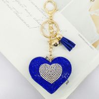 Neue Koreanische Samt Diamant Liebe Quaste Tasche Auto Ornament Pfirsich Herz Schlüsselbund sku image 5