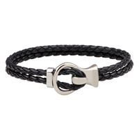 Korean Woven Double-layer Alloy Hook Leather Rope Bracelet sku image 3