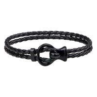 Korean Woven Double-layer Alloy Hook Leather Rope Bracelet sku image 2
