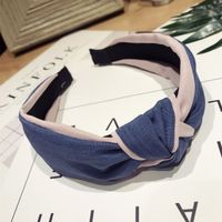 Korean Version Of The Simple Solid Color Fabric Hit Color Middle Knot Knotted Wide Side Headband Nhsm143905 sku image 3