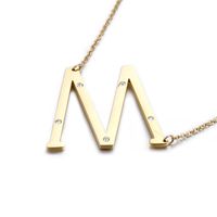 Titanium Steel 18K Gold Plated Fashion Diamond Letter Necklace sku image 26