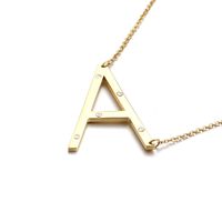 Titanium Steel 18K Gold Plated Fashion Diamond Letter Necklace sku image 25