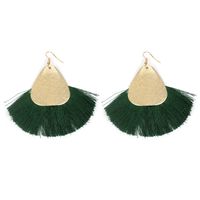 Retro Fan-shaped Raffia Ethnic Style Exaggerated Bohemian Tassel Earrings sku image 6