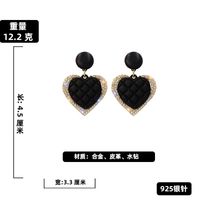 Diamond Fashion Black Heart Earrings sku image 2