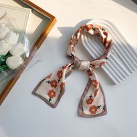 Plaid Silk Scarf Fashion Flower Printing Hair Band sku image 5