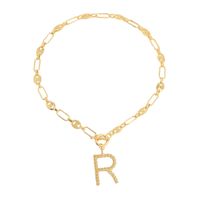 New 26 Letters Simple Golden English Necklace sku image 24