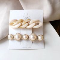 Conjunto De Horquilla De Perlas De Cadena Simple De Corea sku image 2