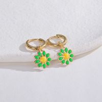 Retro Daisy Plating 304 Stainless Steel Resin Dripping Oil 14K Gold Plated Earrings main image 4