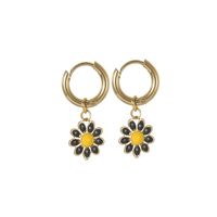 Retro Daisy Plating 304 Stainless Steel Resin Dripping Oil 14K Gold Plated Earrings main image 6