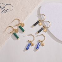 Retro Geometric Plating 304 Stainless Steel Natural Stone 14K Gold Plated Earrings main image 1